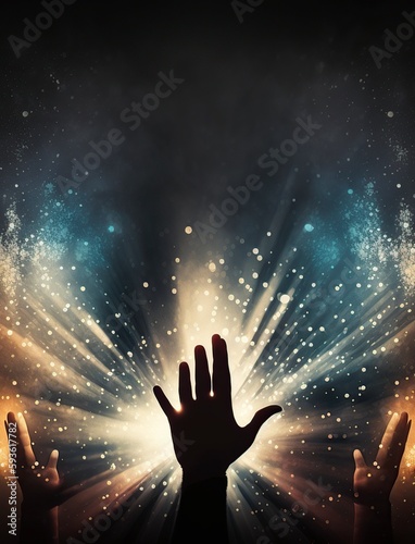 illustration, human hand open palm up, ai generative