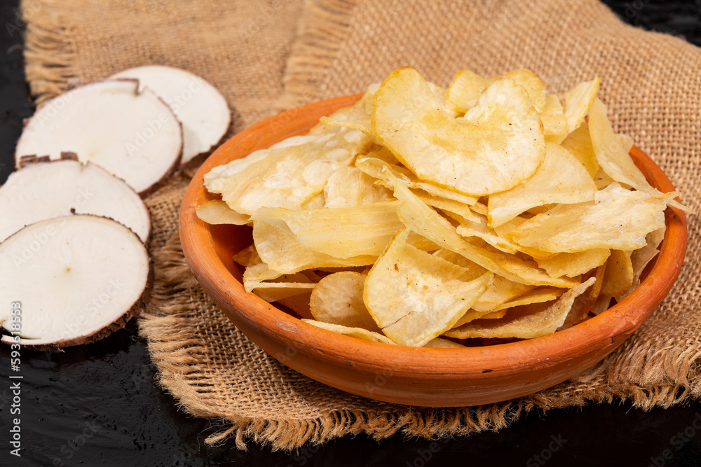 Cassava Manioc Esculenta; Snacks Fried Yuca Flakes Cassava Manioc Esculenta; Snacks Fried Yuca Flakes