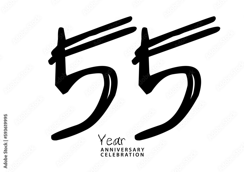55 year anniversary celebration black color logotype vector, 55 number ...