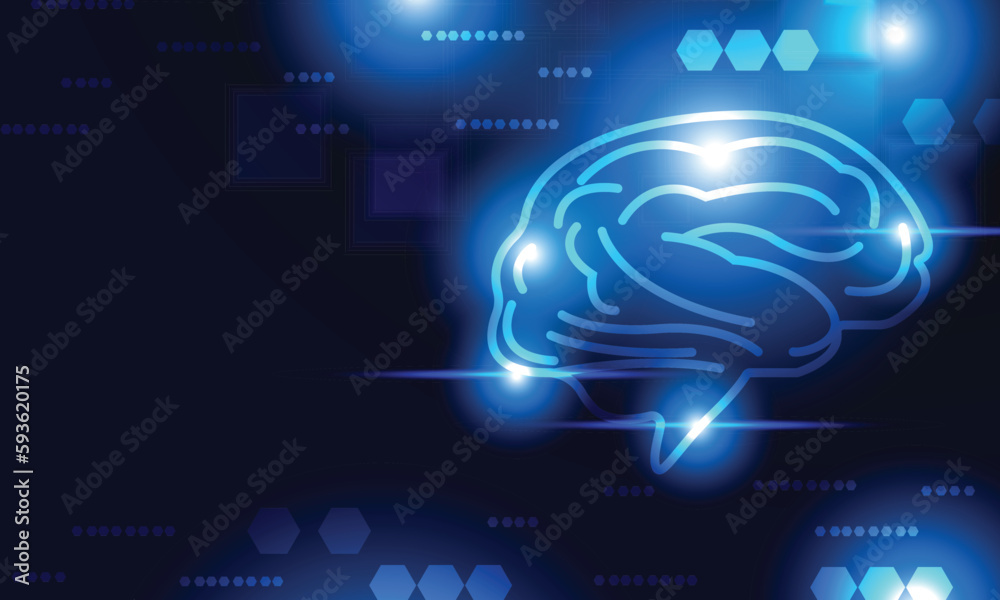 Artificial Intelligence, AI concept brain icon with glowing light on dark background Artificial Intelligence, AI concept brain icon with glowing light on dark background