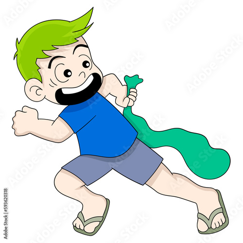 boy is running happy life carefree