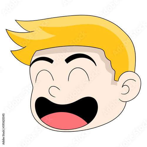 emoticon blonde head laughing happily