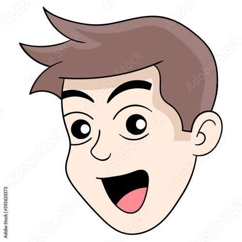 Handsome boy head emoticon laughing happily