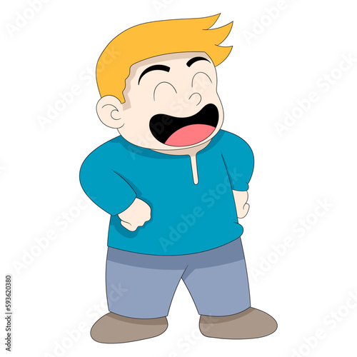 fat boy is laughing happily laughing out loud