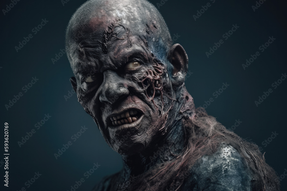 zombie in detailed view created with Generative AI technology