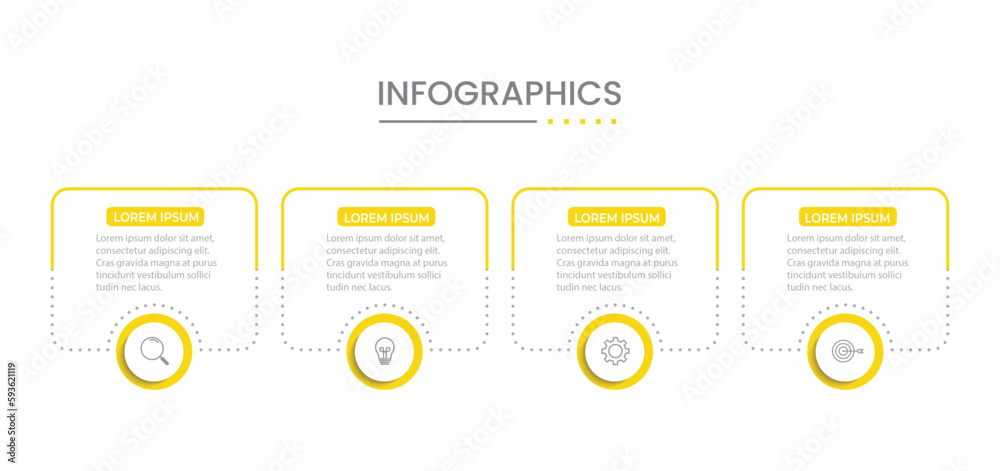 Fototapeta premium Business Infographic Template. Thin line design with numbers. 4 options or steps.