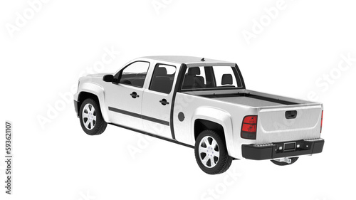 Silver Pickup Truck isolated on empty background