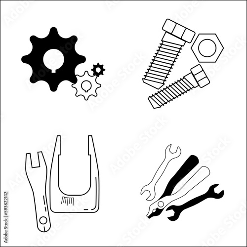 set of tools engineering in industrial or manufacturing,