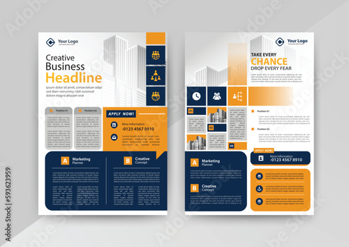 business brochure flyer design layout template A4, blur background, Template vector design for Magazine, Poster, Corporate Presentation, Portfolio, Flyer infographic, layout modern in yellow