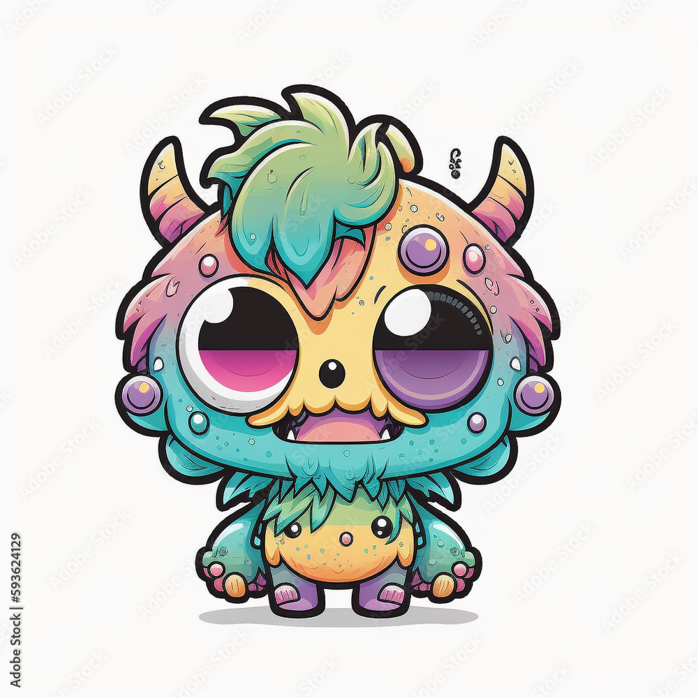Fototapeta premium Cute and colorful monster. AI generated.