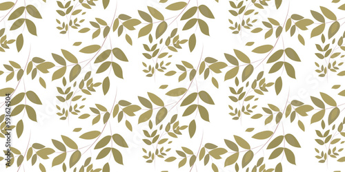 Seamless botanical pattern in vintage style from green branches of leaves. great for textiles and printing on paper  wallpapers.