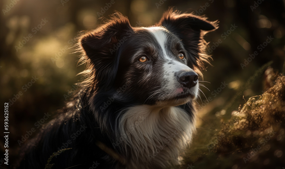close up photo of border collie in its natural habitat. Generative AI close up photo of border collie in its natural habitat. Generative AI