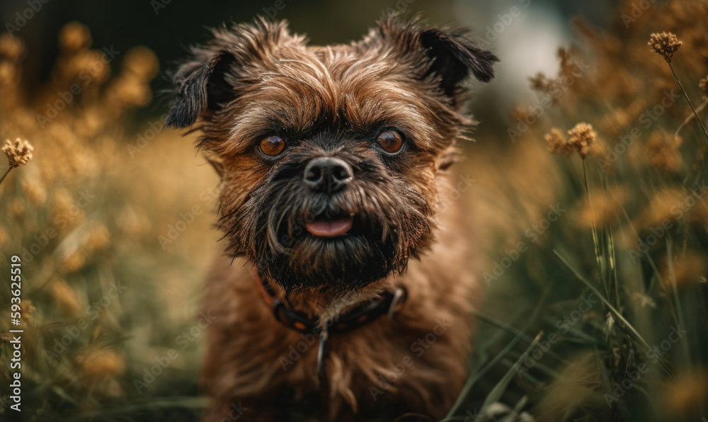 Brussels griffon in a grassy meadow. The vibrant, natural light creates a soft, warm glow. This breathtaking image immortalizes the lively spirit and lovable charm of the breed. Generative AI. Brussels griffon in a grassy meadow. The vibrant, natural light creates a soft, warm glow. This breathtaking image immortalizes the lively spirit and lovable charm of the breed. Generative AI.