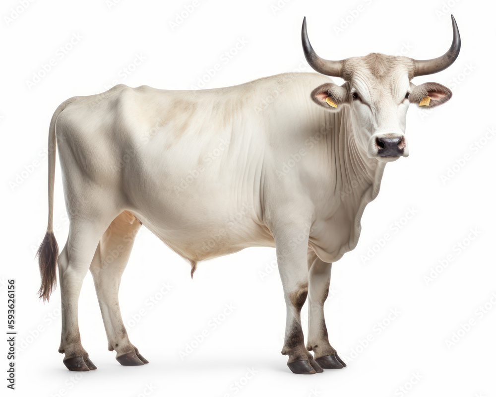 photo of Brahman bull isolated on white background. Generative AI photo of Brahman bull isolated on white background. Generative AI
