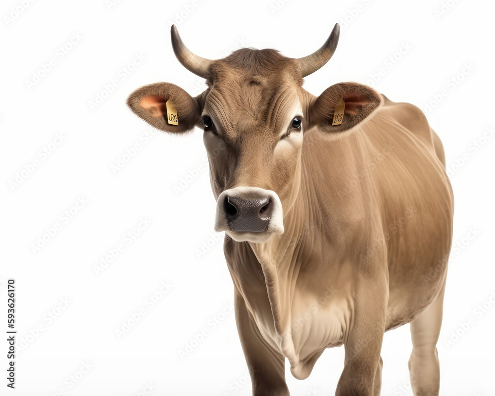 photo of Brown Swiss isolated on white background. Generative AI photo of Brown Swiss isolated on white background. Generative AI