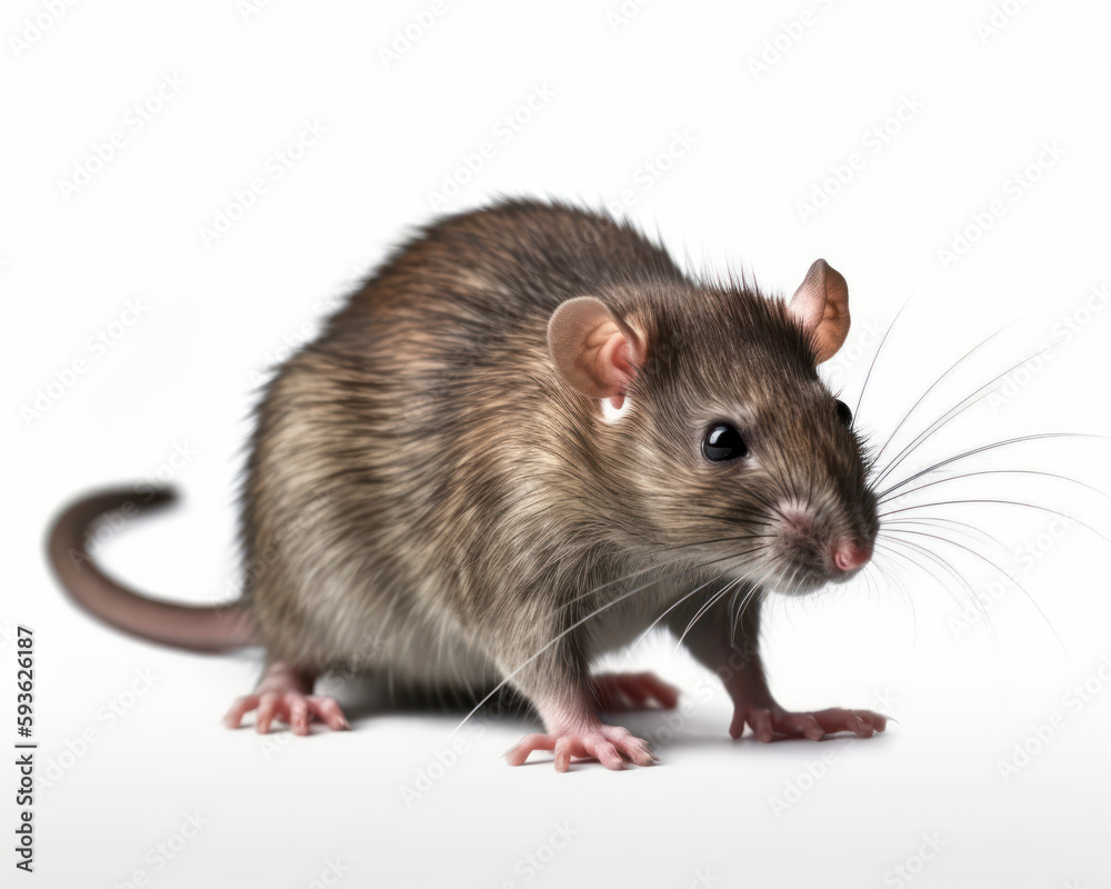 photo of brown rat isolated on white background. Generative AI photo of brown rat isolated on white background. Generative AI
