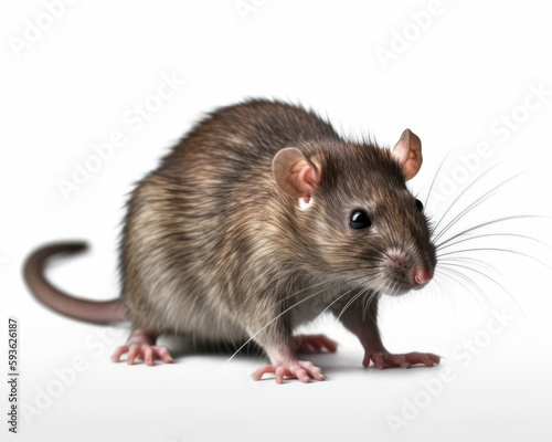 photo of brown rat isolated on white background. Generative AI