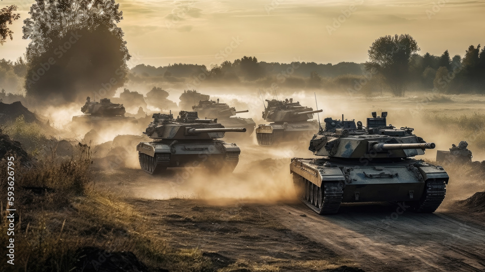 tanks in a battlefield created with Generative AI technology tanks in a battlefield created with Generative AI technology