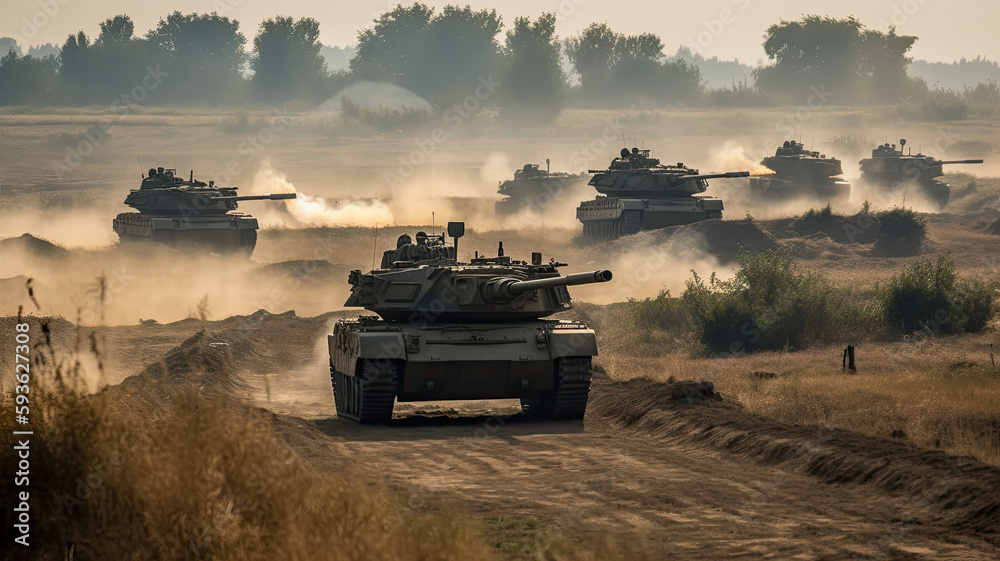 tanks in a battlefield created with Generative AI technology tanks in a battlefield created with Generative AI technology