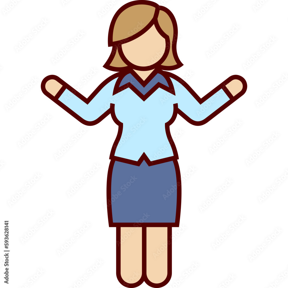 Business Woman with her Arms Open Wide Color Icon Business Woman with her Arms Open Wide Color Icon