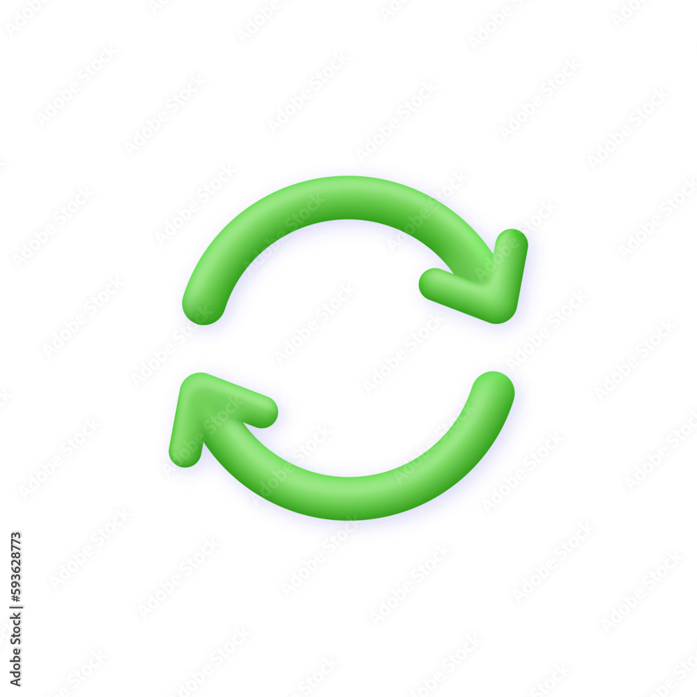 3D Recycle icon. Recycling and rotation arrow. Environmental protection. 3D Recycle icon. Recycling and rotation arrow. Environmental protection.