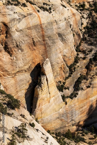 Beautiful view of red rock formations in Observation Point, Zion National Park, Utah, United States