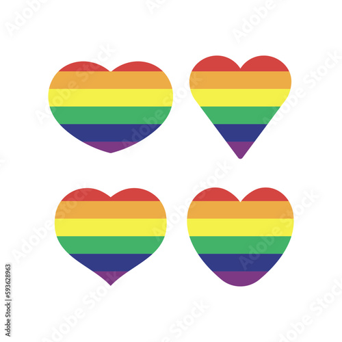 Lgbt rainbow flag in hearts shape. Gay, Lesbian, Bisexual, Trans, Queer pride love symbol of sexual diversity