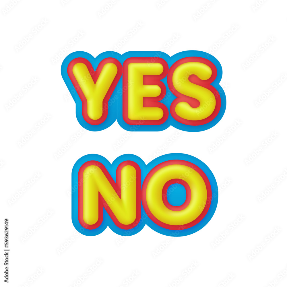Naklejka premium 3D Yes and No illustration. Lettering for banner, poster
