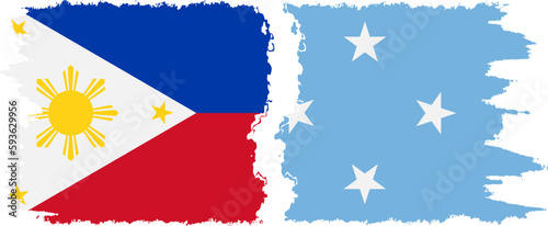 Federated States of Micronesia and Philippines grunge flags connection v