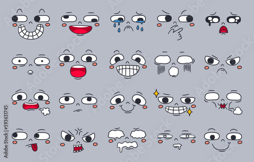 Cartoon vector illustration emotion face of human. Facial expression of human for game