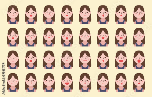Cartoon vector illustration emotion face of human. Facial expression of human for game