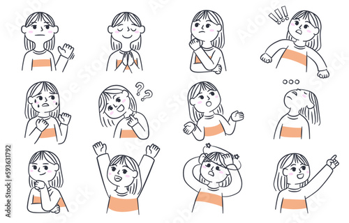 Cartoon vector illustration emotion face of human. Facial expression of human for game