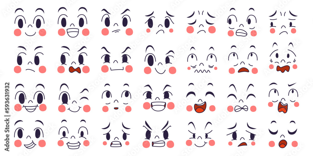 Cartoon vector illustration emotion face of human. Facial expression of human for game Cartoon vector illustration emotion face of human. Facial expression of human for game