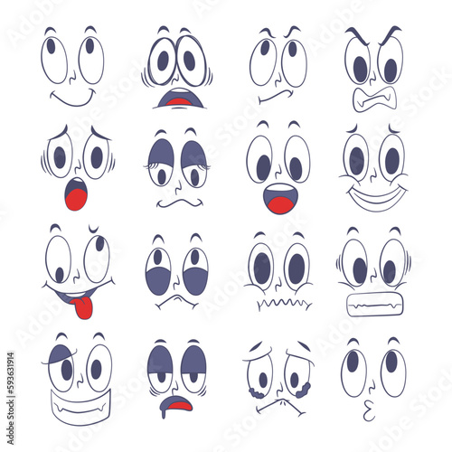 Cartoon vector illustration emotion face of human. Facial expression of human for game