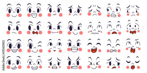 Cartoon vector illustration emotion face of human. Facial expression of human for game