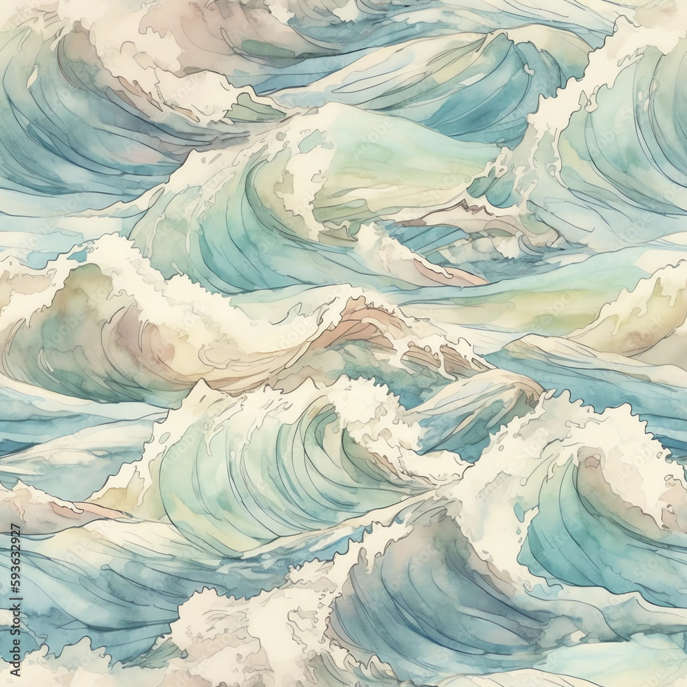 Seamless and repeatable Wave pattern vintage style, texture background ...