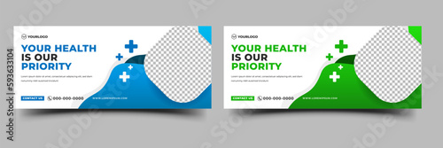 Medical banner template. Modern horizontal banner collection with place for the photo