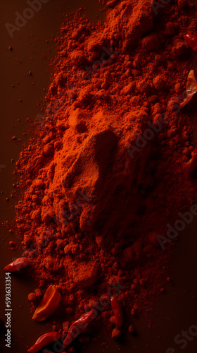 paprika powder on a dark background, spices background on the phone, ai generation