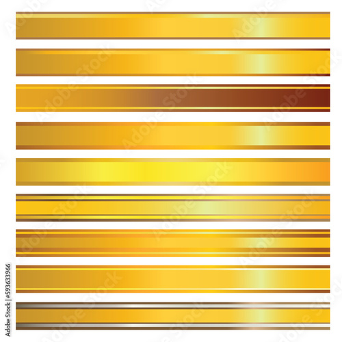 Set of golden stripe banners