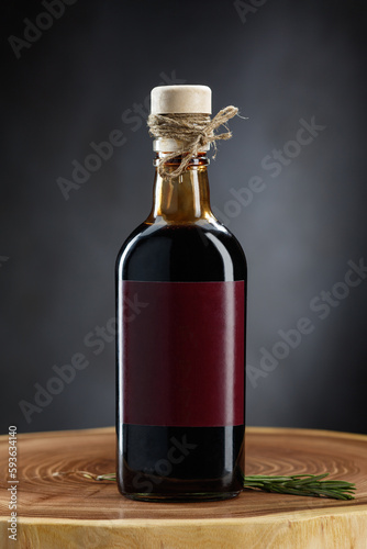 Bottle of oil or balsamic vinegar. Blank label