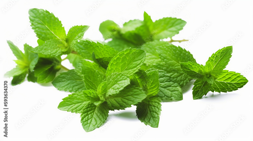 mint leaves isolated on white background