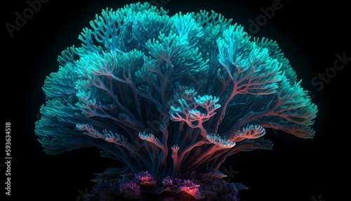 Bright Neon Deep Sea Coral with High Detail, Generative AI © Cloudspit