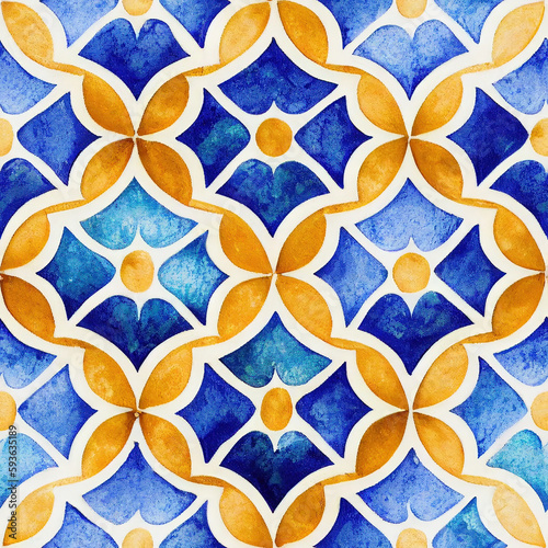 Seamless pattern mosaic geometric arabesque. generative ai