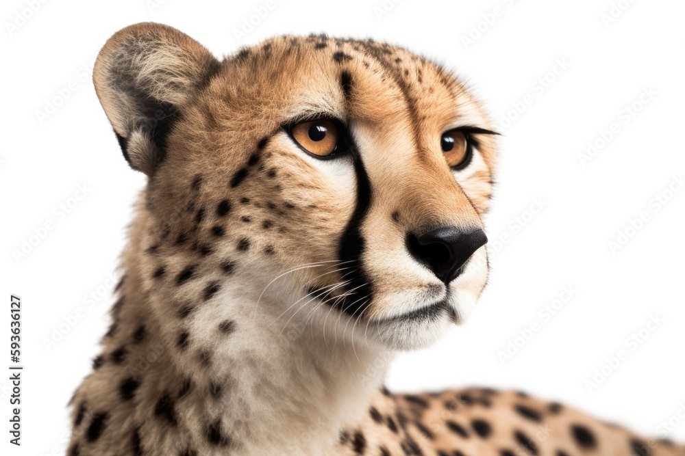 Cheetah Close up isolated on White Background Generative Ai Cheetah Close up isolated on White Background Generative Ai