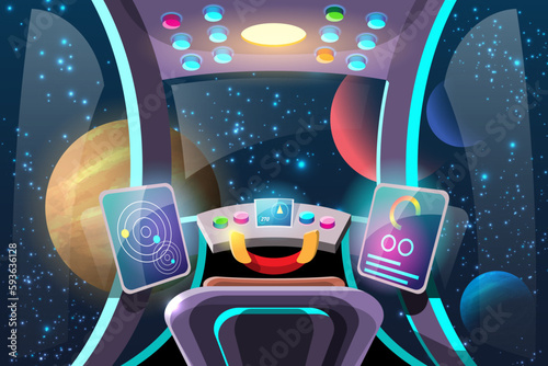 Cockpit for controlling the internal systems of the spacecraft and its propulsion systems.