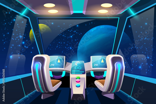 Cockpit for controlling the internal systems of the spacecraft and its propulsion systems.