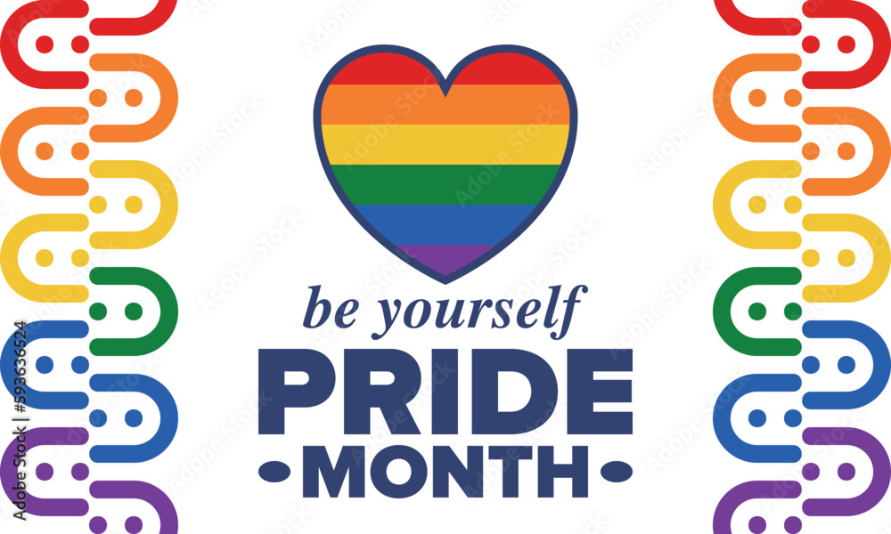 LGBT Pride Month in June. Lesbian Gay Bisexual Transgender. Celebrated annual. LGBT flag. Rainbow love concept. Human rights and tolerance. Poster, card, banner and background. Vector illustration LGBT Pride Month in June. Lesbian Gay Bisexual Transgender. Celebrated annual. LGBT flag. Rainbow love concept. Human rights and tolerance. Poster, card, banner and background. Vector illustration