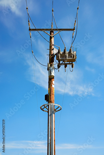 Fotografija Supplying Electricity Through Overhead Power Lines