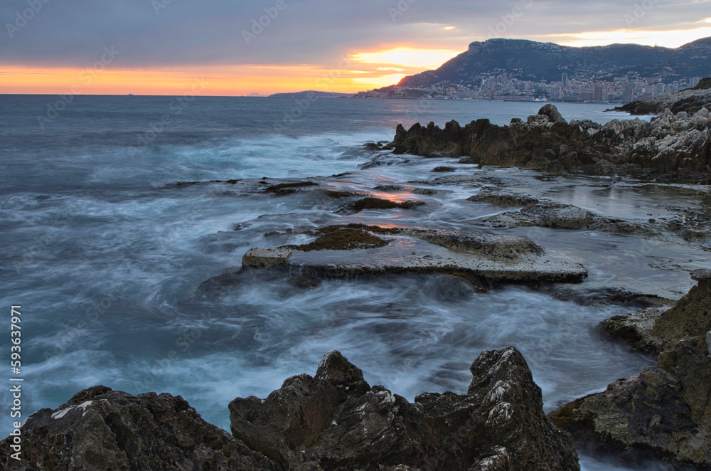 Obraz premium Méditerranée, crépuscule vers Monaco