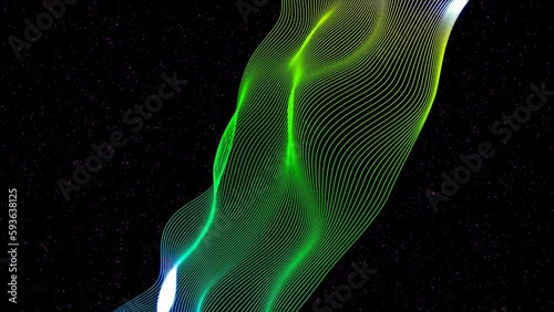 Amazing particle wave space background . Digital wave dots lines particles on isolated black background